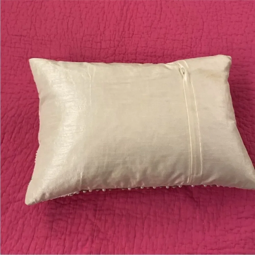 Z Galerie Elegant Cream and Silver Beaded Pillow